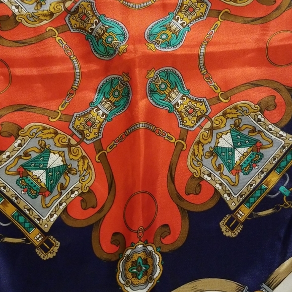 VTG 1980s Turquoise Gold County Western Scarf - Picture 6 of 8